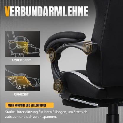 GTPLAYER Gaming Stuhl, ergonomischer Bürostuhl aus Stoff, schwarz