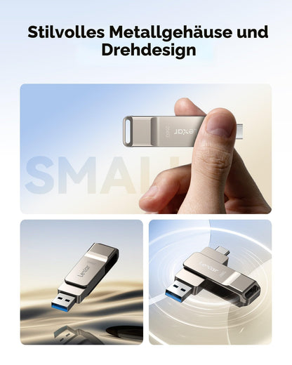 Lexar JumpDrive D40E 256 GB Dual USB-C Stick mit Metallgehäuse