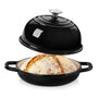 Velaze Dutch Oven Gusseisen Schmortopf emailliert 4,8 L schwarz mit Deckel und zwei Griffen zum Brotbacken