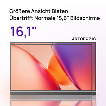ARZOPA 16.1" Tragbarer Monitor FHD IPS – für Laptop
