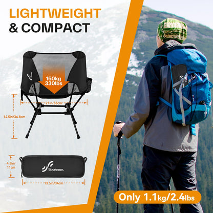 Sportneer Campingstuhl faltbar, ultraleicht, 150 kg, mit Tragetasche