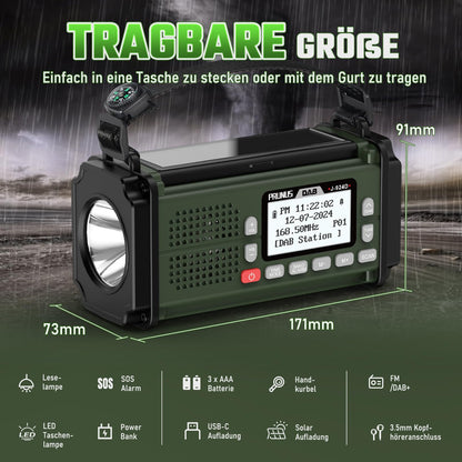 PRUNUS J-924 Kurbelradio DAB+/UKW Notfallradio mit Bluetooth