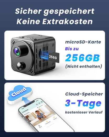 ULEXOR R8 4K Mini Kamera – WLAN Überwachungskamera mit Nachtsicht