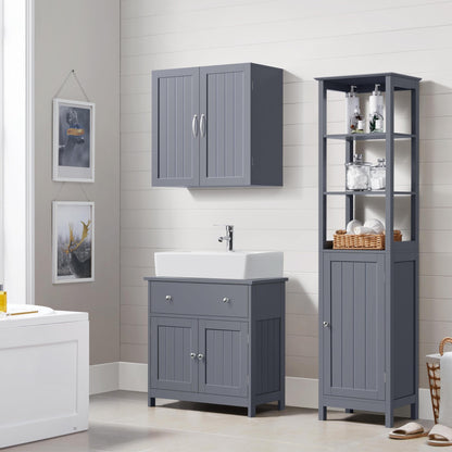 Yaheetech Waschbeckenunterschrank Landhausstil – Dunkelgrau