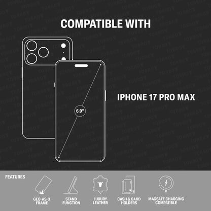 TORRO Lederhülle für iPhone 17 Pro Max, MagSafe, Schwarz