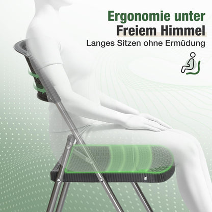 Sekey Garten-Essgruppe für 4 Personen, klappbar, Polyrattan schwarz