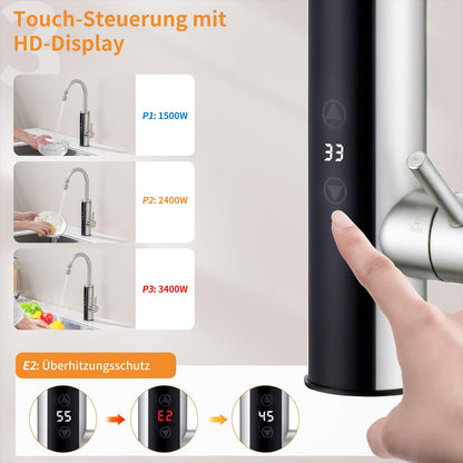 HOMELODY Elektrischer Durchlauferhitzer Küchenarmatur – 230V Edelstahl