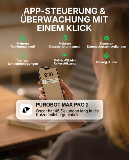 PETKIT PUROBOT Max Pro 2 Selbstreinigende Katzentoilette mit Kamera
