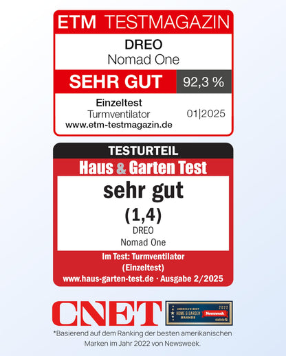 Dreo Nomad One S Turmventilator, App, 90° Oszillation, schwarz