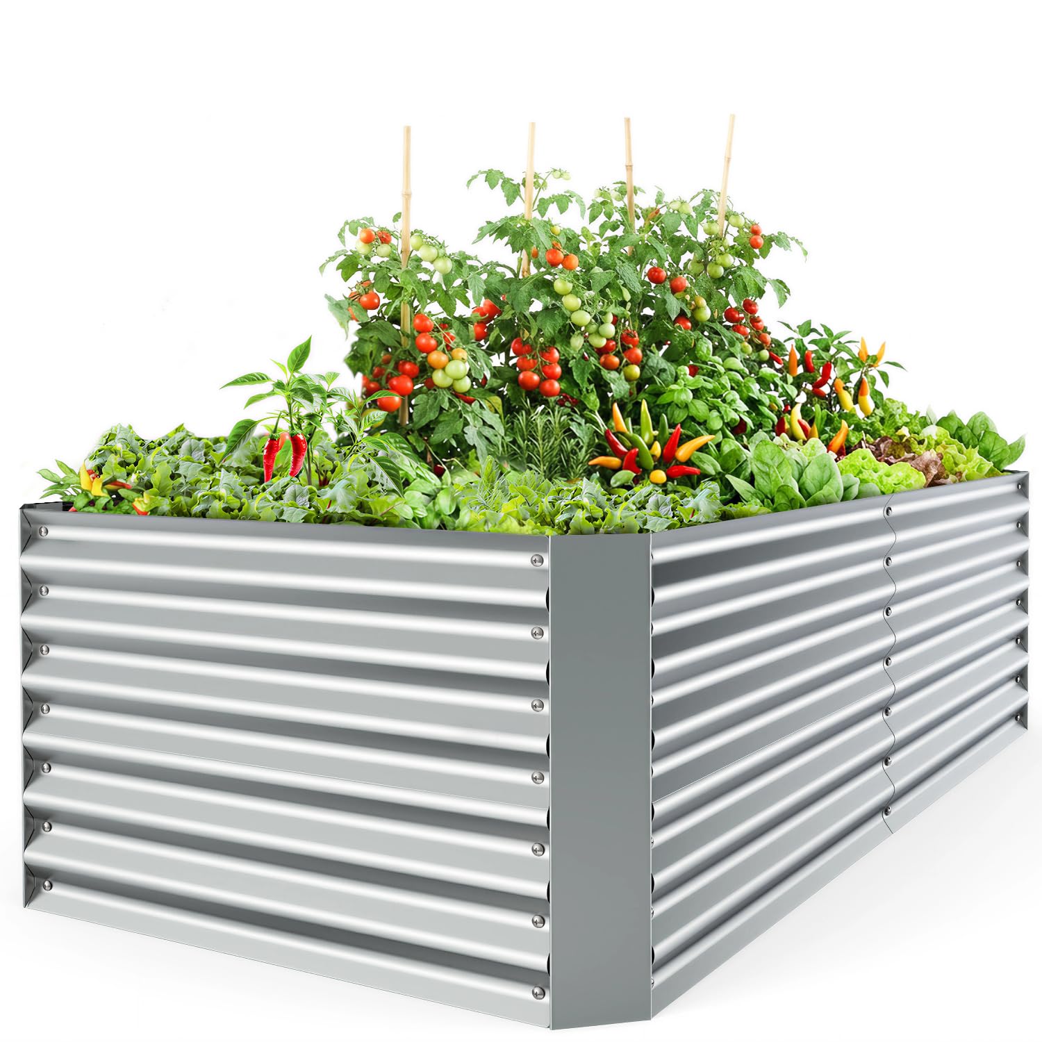 Ohuhu Hochbeet Metall 180x90x60 cm, verzinktes Pflanzenbeet, rechteckig