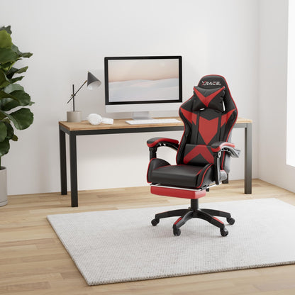 xRace Gaming Stuhl Ergonomischer Bürostuhl - Rot mit Fussstuetze