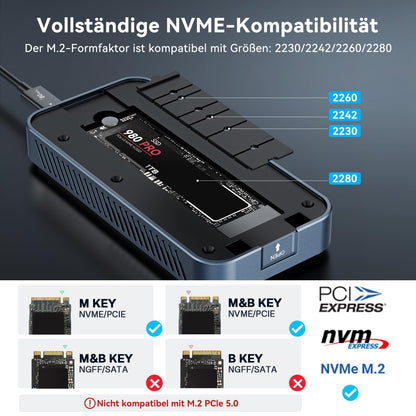 ACASIS TBU 501 PRO-EU 80Gbps M.2 NVMe SSD Gehäuse mit Lüfter