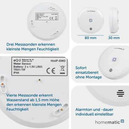 Homematic IP Smart Home 3er-Set Wassersensor, 151694A0