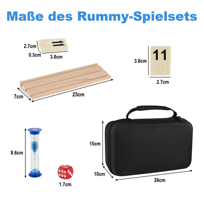 Wooderma Rummy Holzspiel – Set mit 160 Spielsteinen & 6 Holzhaltern