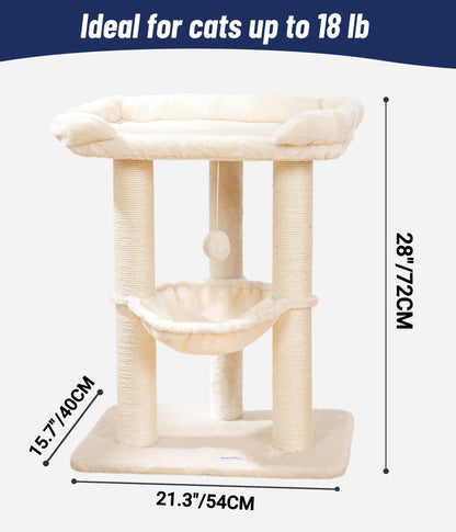 Happi N Pets Kratzbaum 71 cm, Sisal-Kratzstamm mit Hängematte, beige