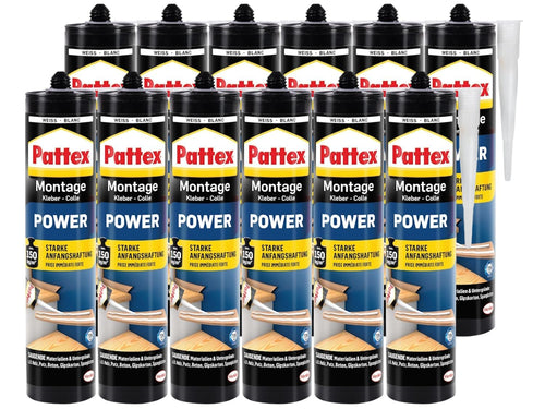 Pattex Montagekleber Power Bau- & Kraftkleber innen/aussen (12er Pack)