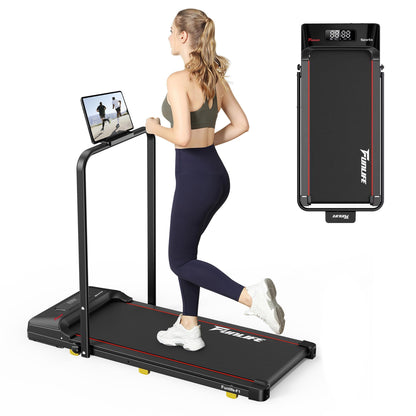 FunLife F1 Klappbares 3-in-1 Walking Pad - Rot. Rotes, klappbares Laufband. Für Gehen, Laufen und Arbeiten im Stehen.