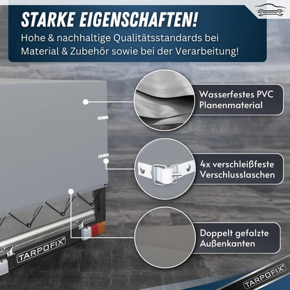Tarpofix Anhänger Hochplane PVC 208x114x90 cm – Grau