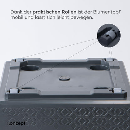 KONZEPT Pflanzkübel auf Rollen 40x40x40 cm anthrazit Beton-Optik