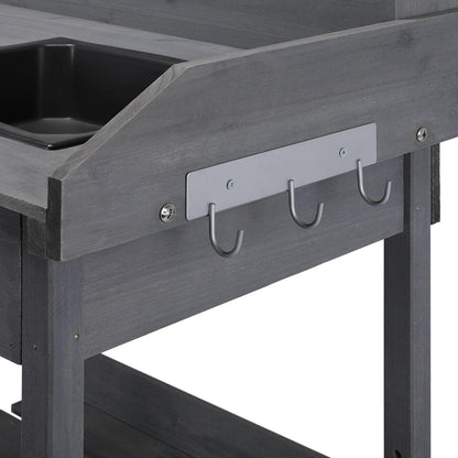 Yaheetech Pflanztisch aus Holz mit Waschbecken und Schublade, Grau