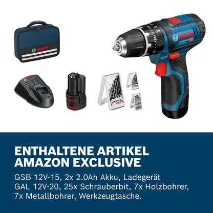 Bosch Professional GSB 12V-15 Akku Schlagbohrschrauber Set