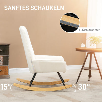 HOMCOM Schaukelstuhl Relaxsessel – Sherpa-Vlies Cremeweiss