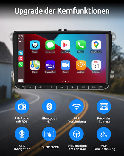 Essgoo Android 14 Autoradio 9 Zoll VW Golf 5/6 - Carplay 4+64G