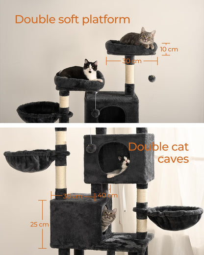 FourFurPets Kratzbaum 160 cm Katzen-Aktivitätsbaum - Rauchgrau