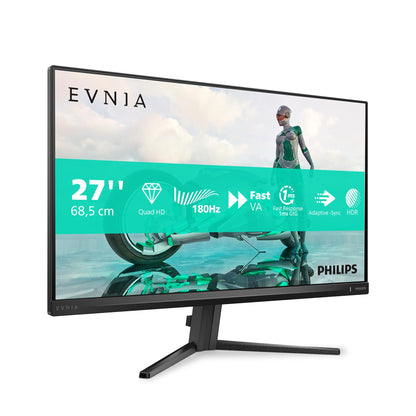 PHILIPS Evnia 27M2N3500AM Gaming Monitor - 27 Zoll QHD 180 Hz. Schwarzer Bildschirm. Für flüssiges Gaming.