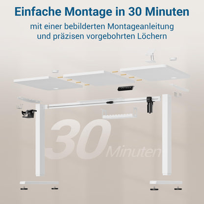 VFU Höhenverstellbarer Schreibtisch Elektrisch 120x60 cm USB-C Weiss Pro