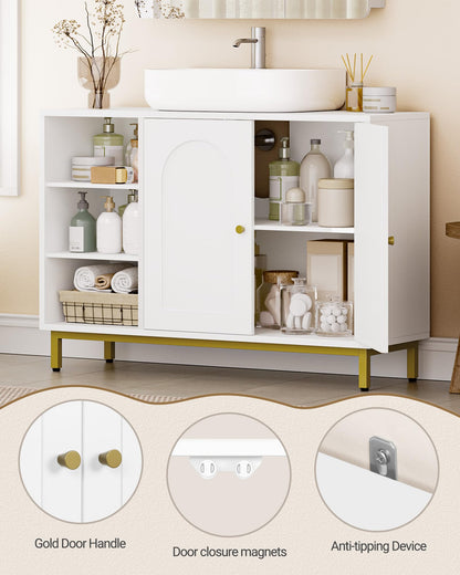 Hzuaneri Waschbeckenunterschrank Badezimmer Weiss BC09803G