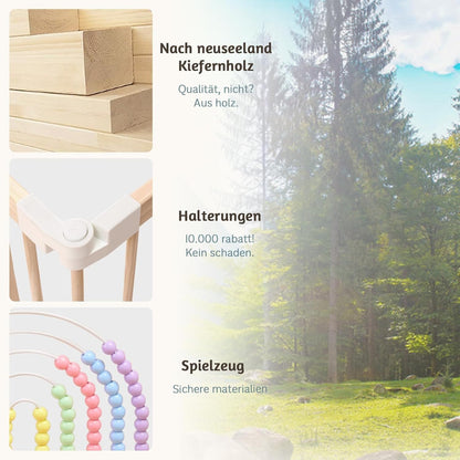 FUN KEKEKE Baby Laufstall aus Holz, faltbar, 146 x 146 x 61 cm