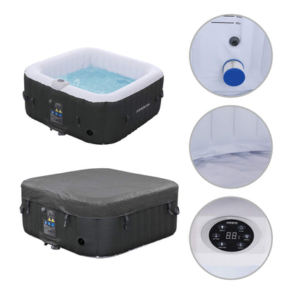 Arebos Aufblasbarer Spa Whirlpool beheizt - 4P 154cm quadratisch