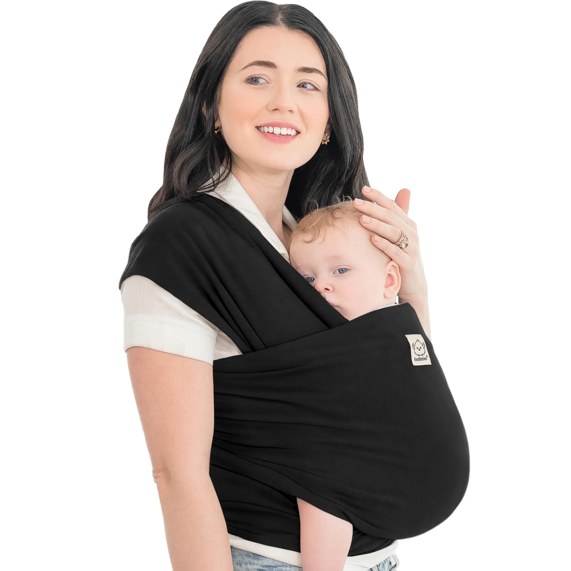 KeaBabies Babytragetuch Ab Geburt, ergonomisch, Trendy Black aus dehnbarem Spezialgewebe