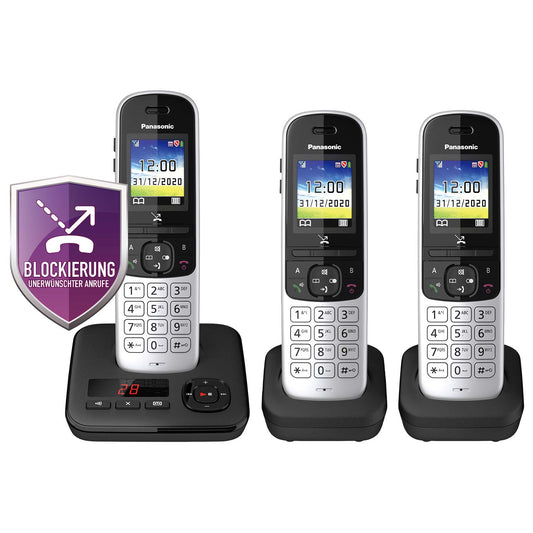 Panasonic KX-TGH723GS DECT Telefon 3er Set - Schwarz