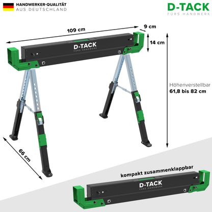 D-TACK Multifunktion Arbeitsbock faltbar höhenverstellbar – 2er-Set