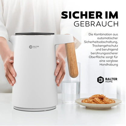 Balter Edelstahl Wasserkocher WK-08 mit Temperatureinstellung, weiss