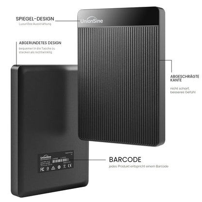 UnionSine HD2510 Externe Festplatte 500GB, 2,5 Zoll, USB 3.0, Schwarz