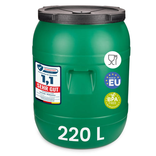 Garronda Weithalsfass 220 Liter HDPE mit Deckel grün GD-0078 aus grünem Kunststoff