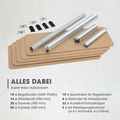EASYmaxx Schwerlastregal 2er-Set 180x90x40 cm, 1750 kg Traglast