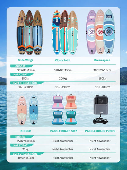 Niphean SUP Board 320 cm, aufblasbares Paddle Board mit Sitz, 200 kg