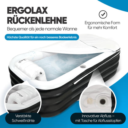 TIMELAX Aufblasbare Badewanne XL mit ergonomischer Rückenlehne