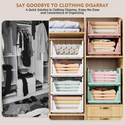 SNSLXH Schrank Organizer 8er Set, stapelbar & faltbar, weiss