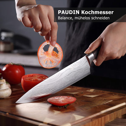 PAUDIN Messerblock Set 14-teilig Edelstahl Küchenmesser mit Holzblock