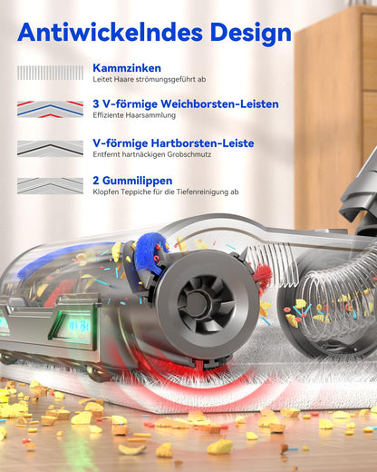 Huhuba H9 Akku-Staubsauger, 58000 Pa, 80 Min Laufzeit, Blau