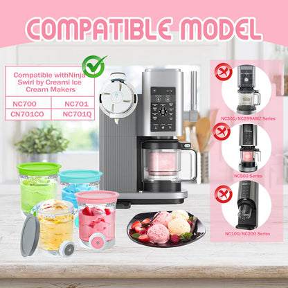 Macayda Eisbehälter für Ninja CREAMi Deluxe NC700/NC701EU, 4 Stück