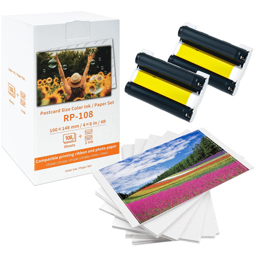 MarkField RP-108 Farbband/Papierset 10x15cm für Canon Selphy CP1500, glänzendes Fotopapier mit Farbkartusche