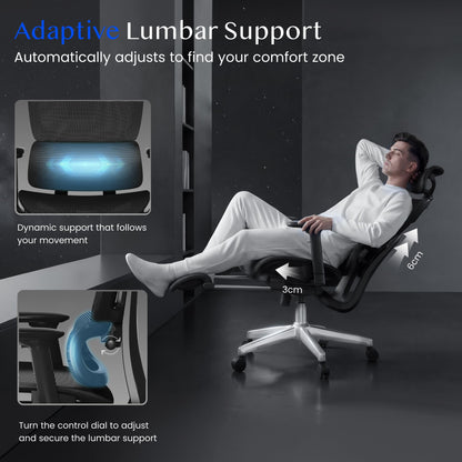 FLEXISPOT ErgoX Ergonomischer Bürostuhl mit Fussstütze, Schwarz