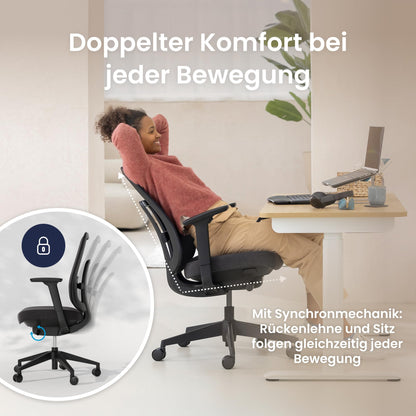 Ergotopia PureBack Ergonomischer Bürostuhl - Mit Kopfstütze