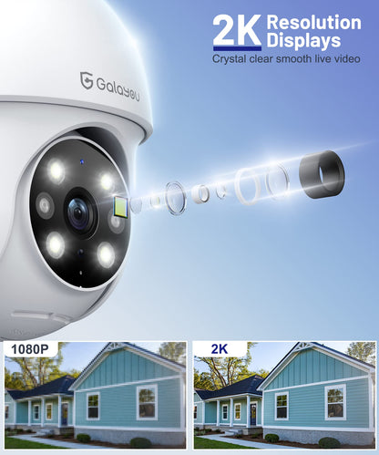 GALAYOU 2K Überwachungskamera Aussen WLAN PTZ Farbnachtsicht Y4W-2P